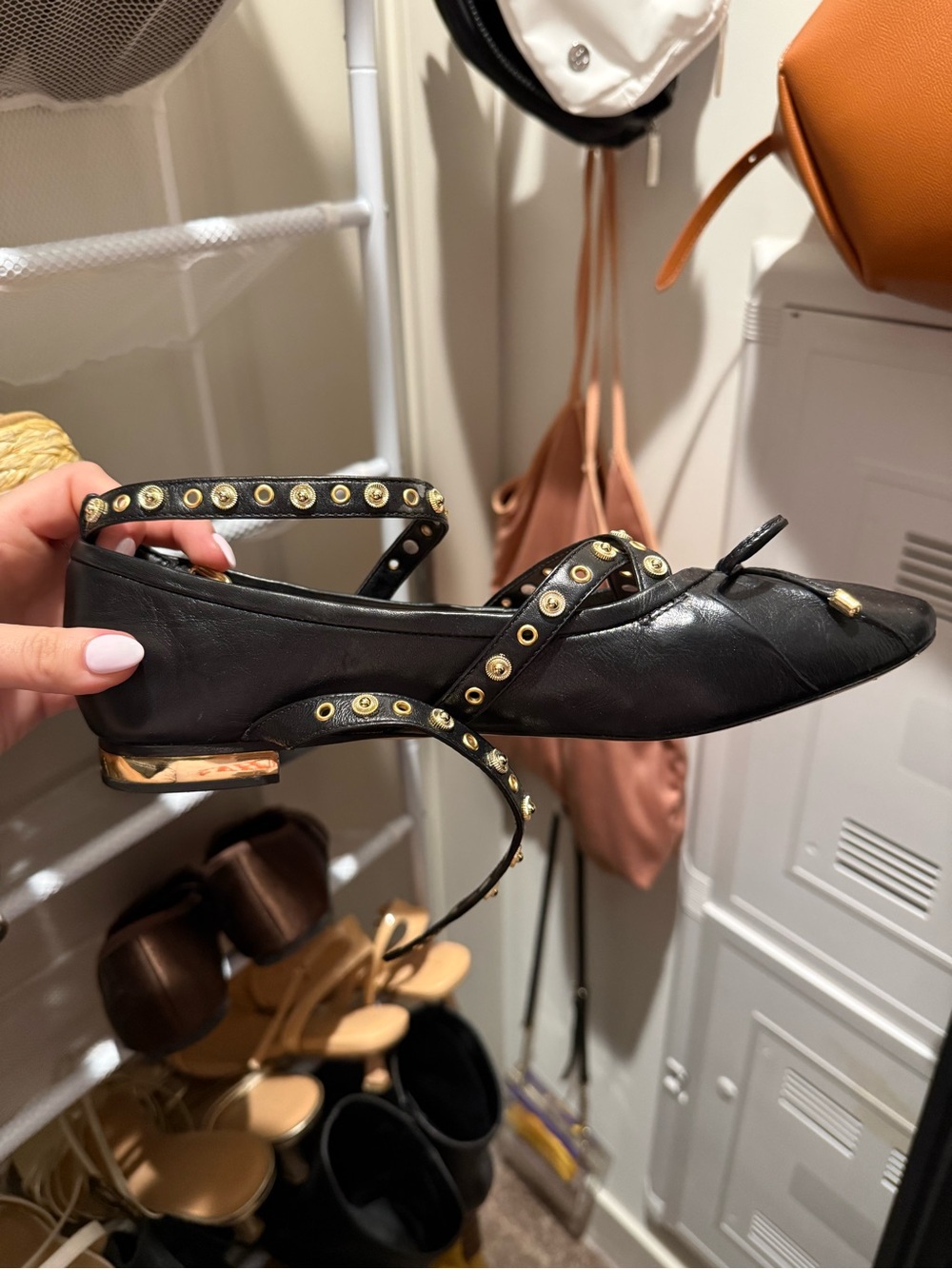 Black Studded Mary Jane Flats - Picture 4 of 5